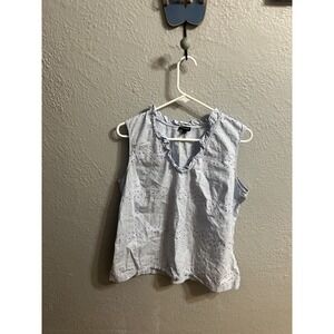 Talbots Blue V-Neck Sleeveless Blouse Top large Women's
